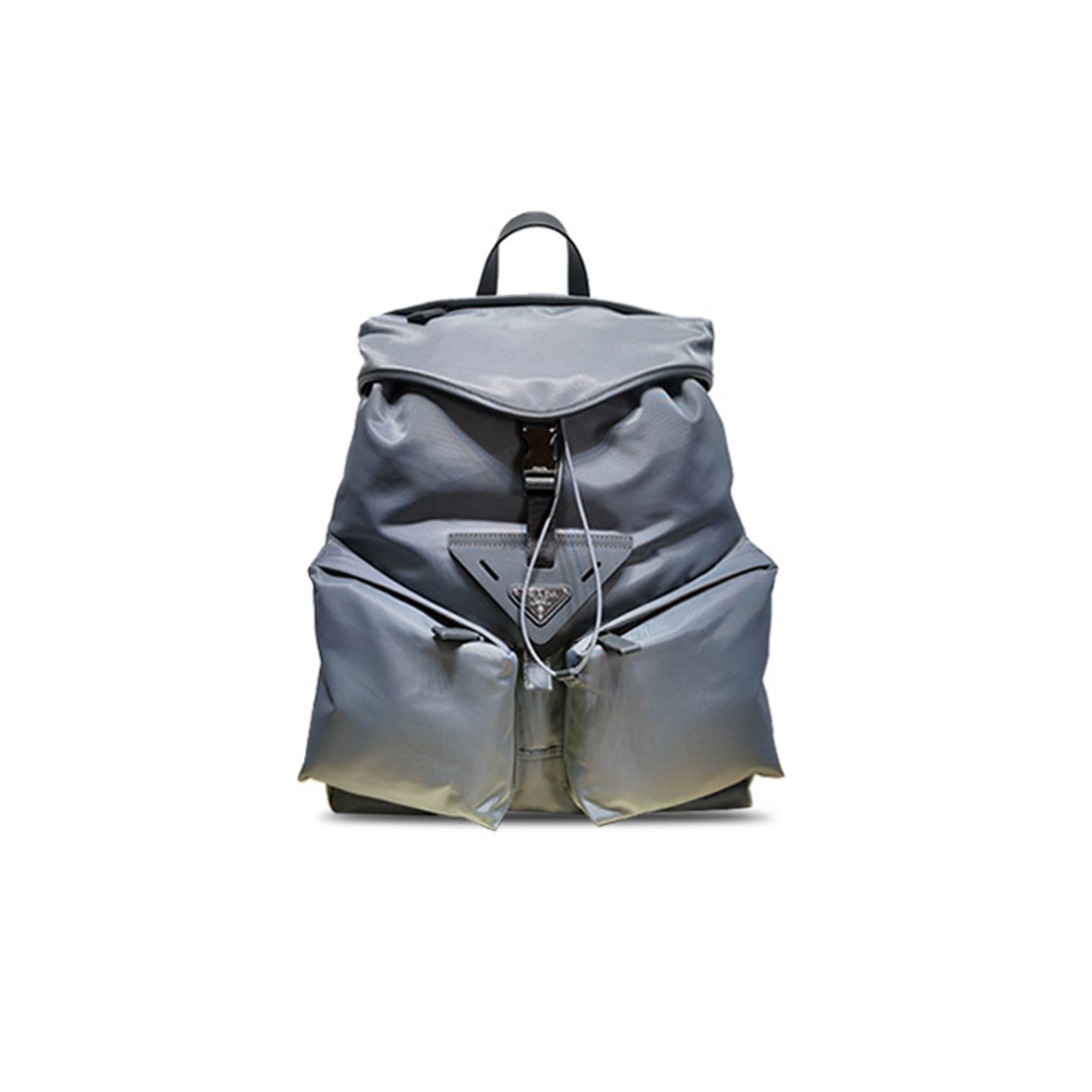 PRADA IRON GRAY RE-NYLON AND LEATHER BACKPACK 2VZ108 (45*38*18cm) 